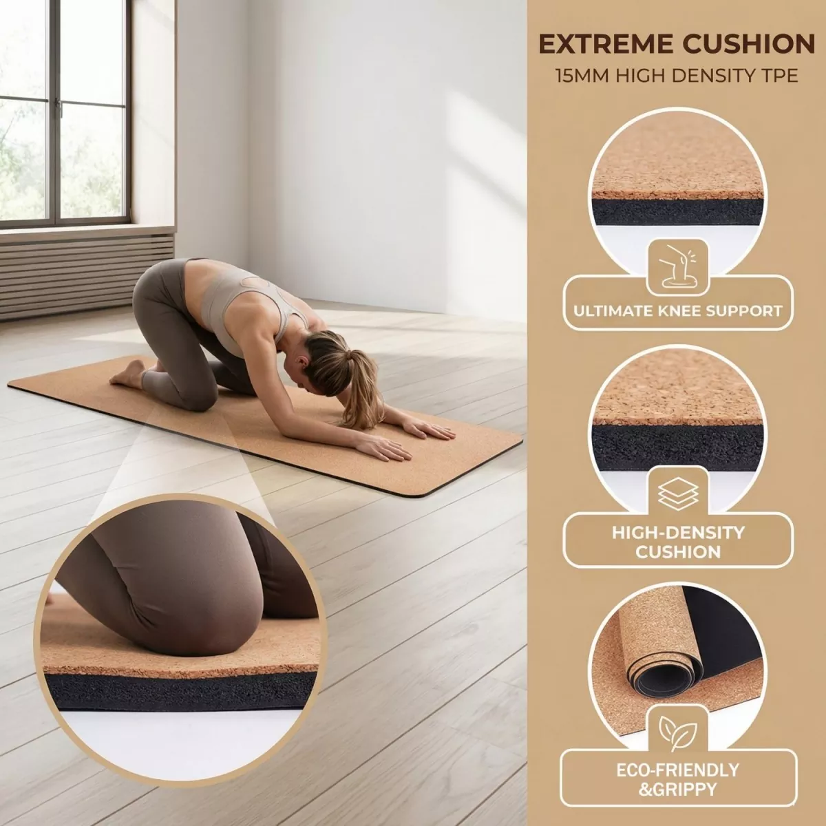 Cork Rubber Yoga Mat
